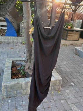 Forever rose brown Asymmetrical Draped Slip Gown